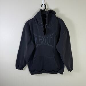 Tapout Men’s Hoodie Grey Sweatshirt Full Zip Grunge Skater Y2K Distressed XXL